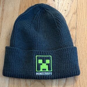 Minecraft Black Knit Beanie with Green Creeper Logo, Gap, Boys S/M